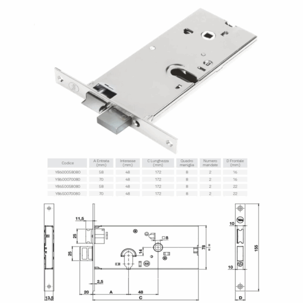 Serratura da fascia Yale Silver basic