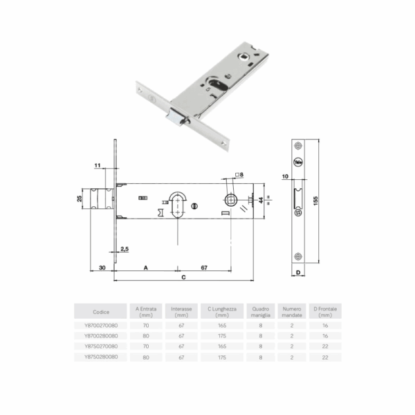Serratura da fascia Yale Silver basic