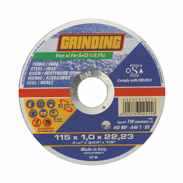 Disco da taglio per ferro e accaio inossidabile 115x1mm HDMF Grinding
