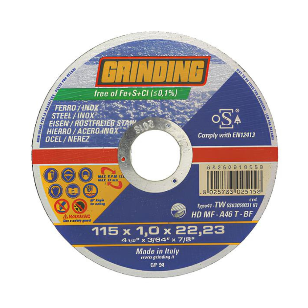 Featured image for “Disco da taglio per ferro e acciaio inossidabile Grinding HDMF diametro 115 mm”