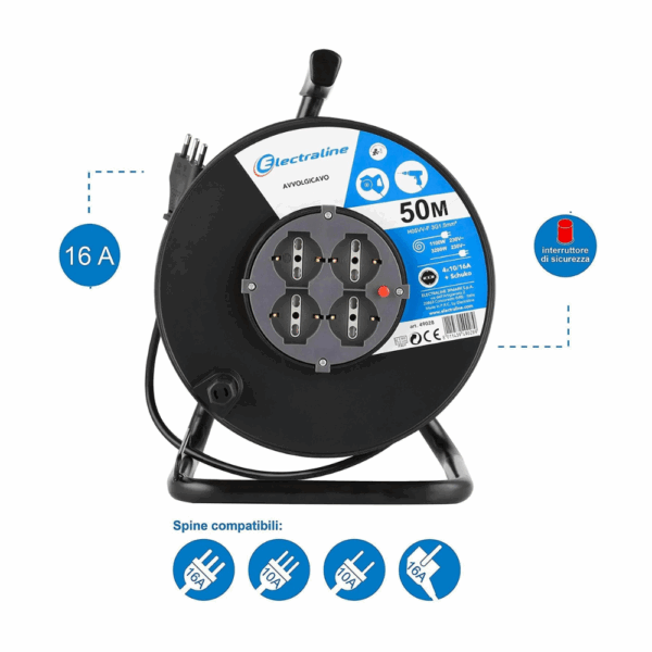 Prolunga elettrica con avvolgicavo lunghezza 25 e 50 metri ELECTRALINE - immagine 5