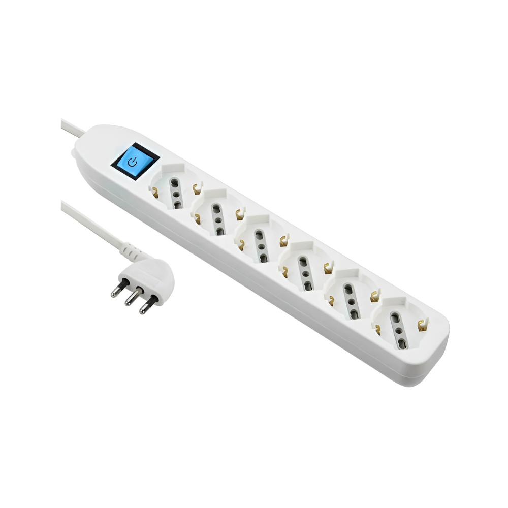 Featured image for “Multipresa universale con 6 prese polivalenti Schuko - 10A/16A e interruttore Electraline”