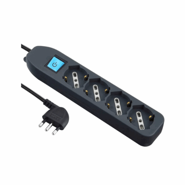 Multipresa universale nera con 4 prese schuko + bivalenti da 10A/16A Art. 62073 Electraline