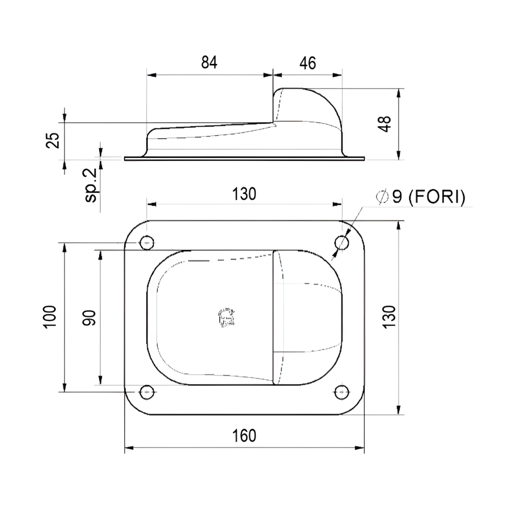 Battente di arresto a fissare per cancelli battenti Art. 380F.G grande Combi Arialdo