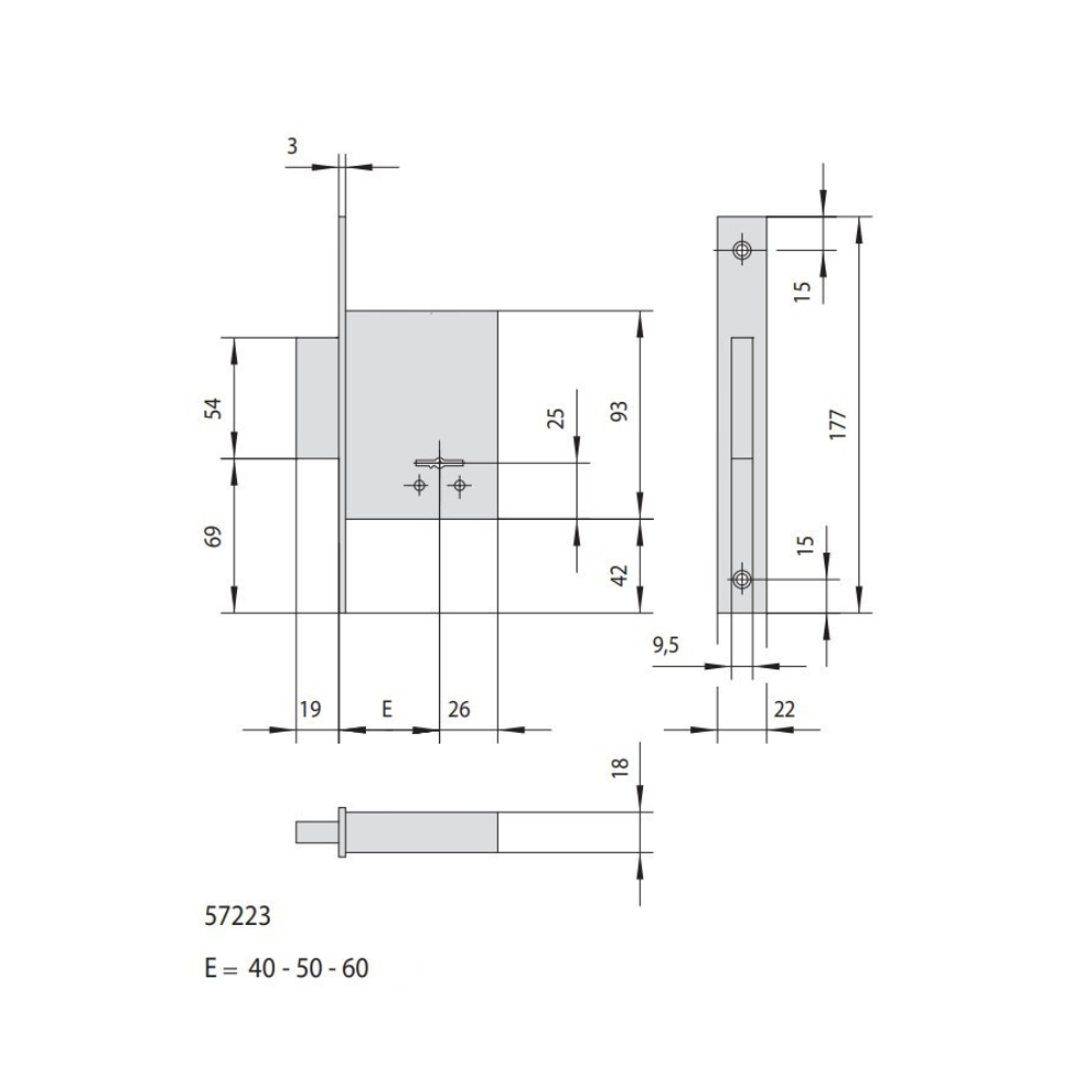 Serratura di sicurezza a doppia mappa Art. 57223 Cisa per porte in ferro e inferriate