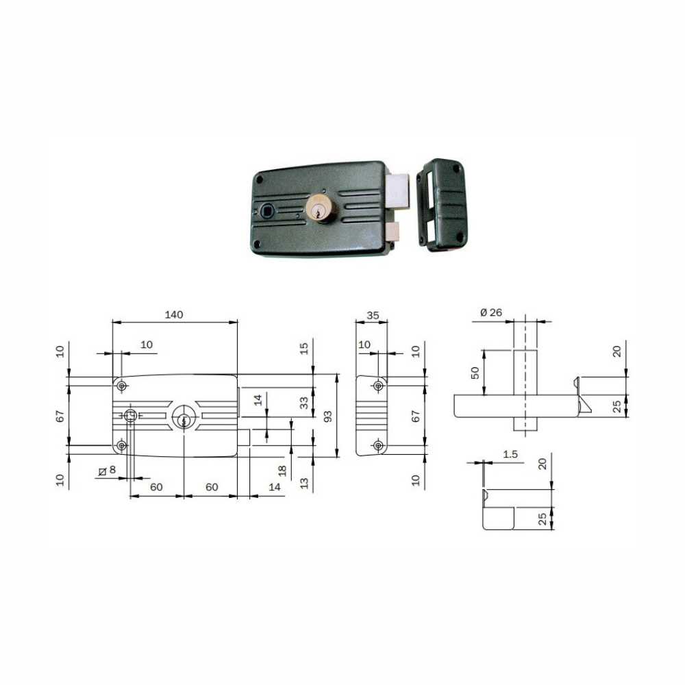 Serratura da applicare per ferro Art. 481603 Iseo