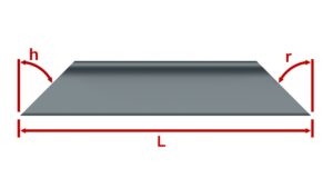 IMG PROFILATI ANGOLARI A LATI DISUGUALI POSIZIONE ORIZZONTALE TAGLIO GRADUATO SU LATO A ESTREMITA' SPECCHIATE FRONTE CON QUOTE