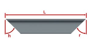 IMG PROFILATI ANGOLARI A LATI DISUGUALI POSIZIONE ORIZZONTALE TAGLIO GRADUATO SU LATO B ESTREMITA' SPECCHIATE FRONTE CON QUOTE