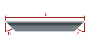 IMG PROFILATI ANGOLARI A LATI DISUGUALI POSIZIONE VERTICALE TAGLIO GRADUATO SU LATO A ESTREMITA' SPECCHIATE FRONTE CON QUOTE